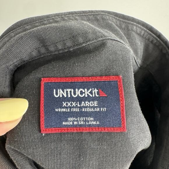 Untuckit Mens Wrinkle Free Black Stone Shirt XXX Large 100% Cotton Regular Fit - Picture 11 of 14